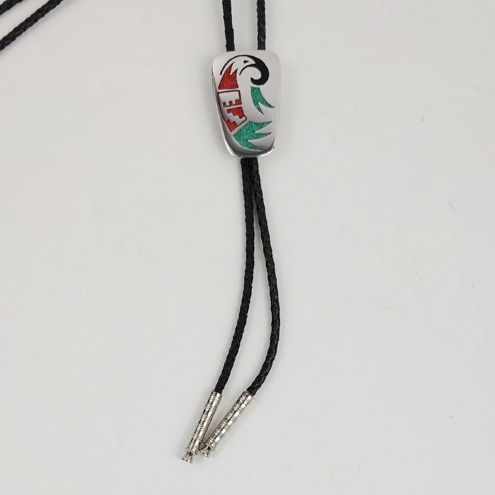 Vintage Bird Bolo Tie With Stone Chip Inlay
